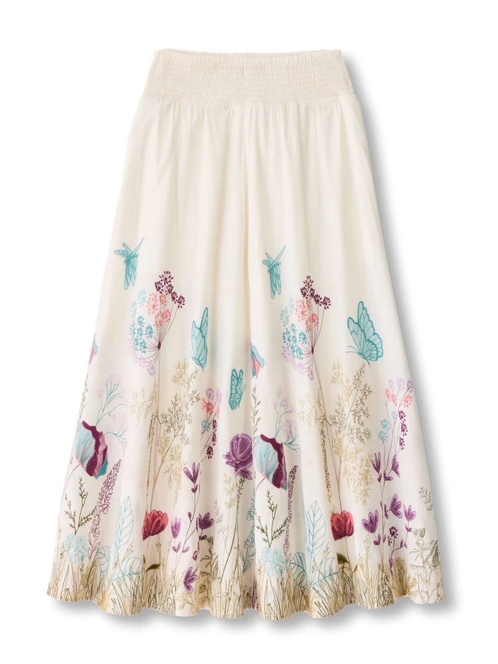 Soft Surroundings | Floral Embroidered Pull On Maxi Skirt